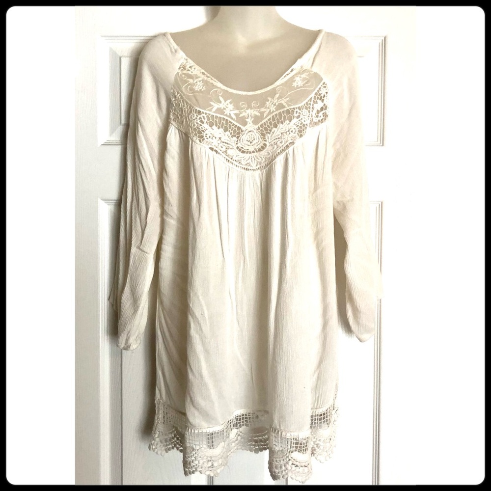 Mimi Peasant Shirt with lace detail & trim